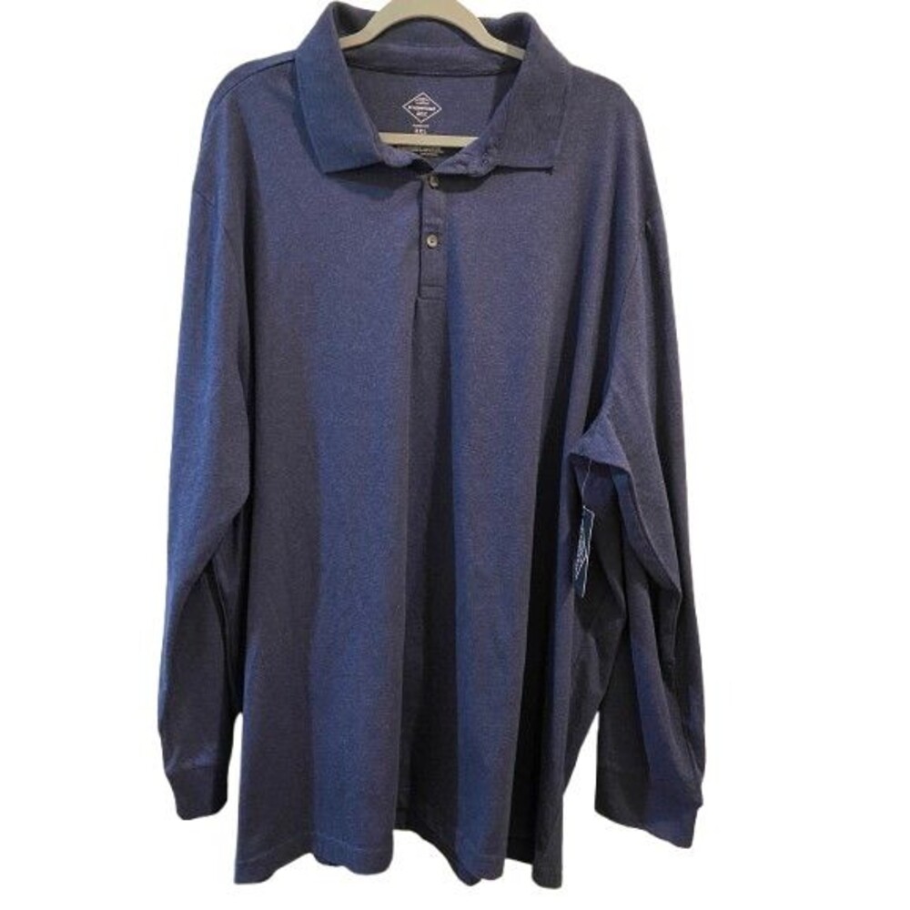 Men's 3XL Polo Shirt Long Sleeve Collared Navy St. John's Bay Classic Fit NWT